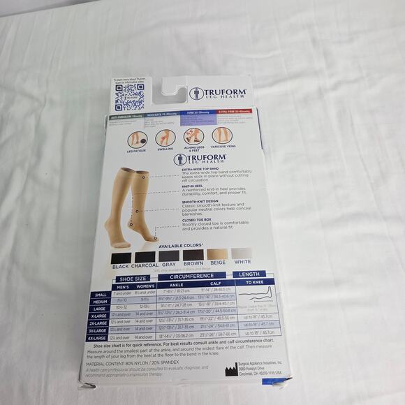 TRUFORM Unisex Gray 8865 Medical Compression Stockings Size X Large - Picture 7 of 13